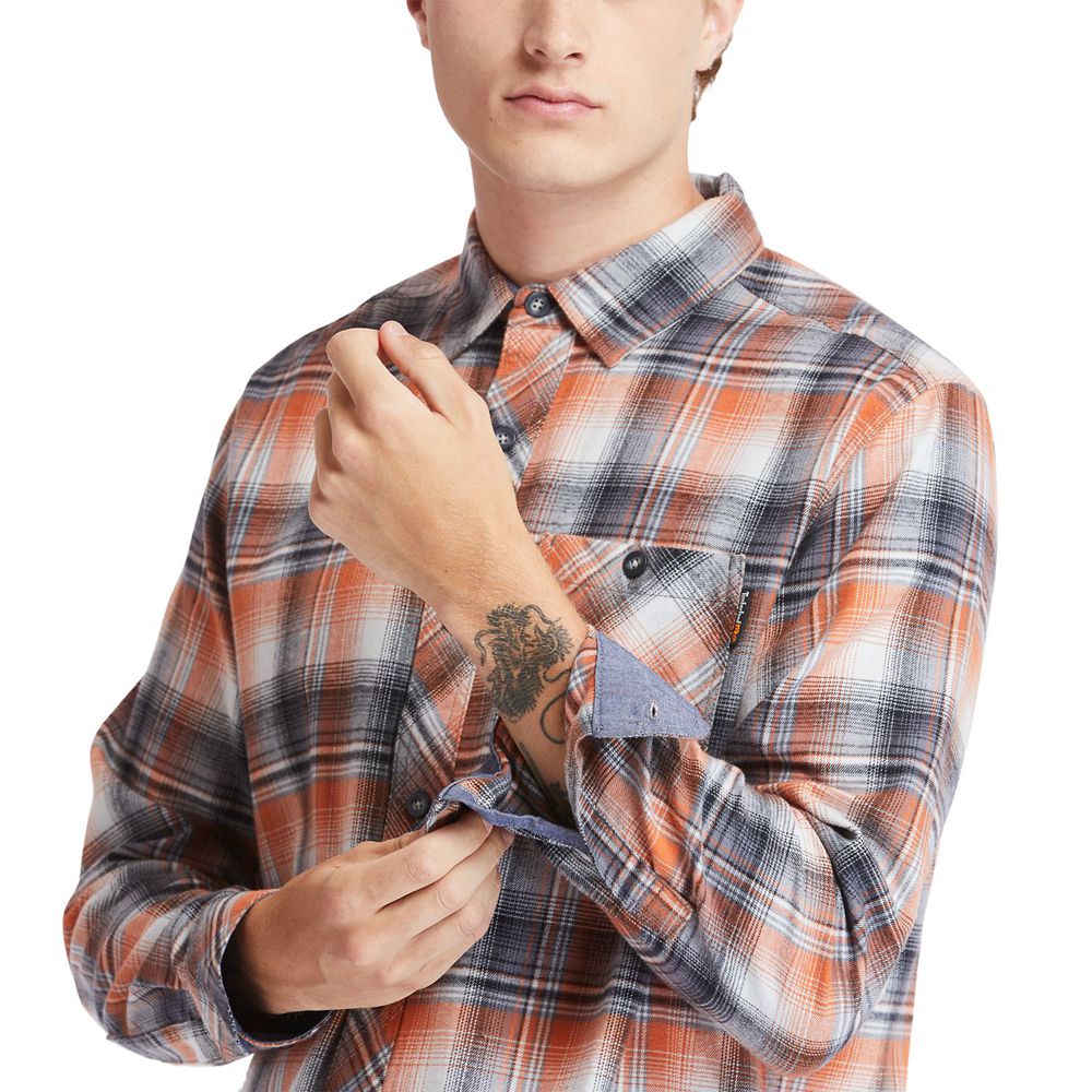 Camisa Timberland Argentina Hombre - Pro® Woodfort Midweight Flannel Work - Naranjas - AXUDGS-412